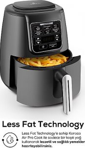 Karaca Air Pro Cook XL 2in1 Airfryer 4 lt Konuşan Yağsız Space Gray Fritöz