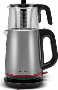 Homend Royaltea 1750H Inox Siyah 1800 W Cam Demlikli Çay Makinesi