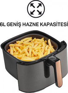 Arzum AR2074-B Airtasty XL Air Fryer 6 lt Bakır Yağsız Fritöz