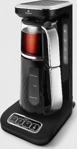 Karaca Çaysever Robotea Pro Quartz 4in1 2500 W Black Chrome Konuşan Cam Demlikli Çay Makinesi