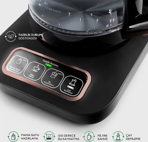 Karaca Çaysever Robotea Pro Connect 4in1 2500 W Rose Gold Konuşan Cam Çay Makinesi