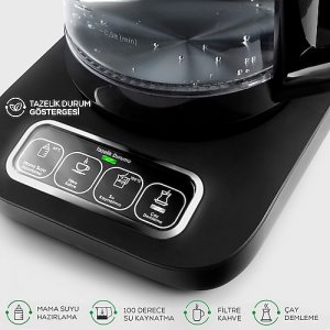 Karaca Çaysever Robotea Pro 4in1 2500 W Konuşan Cam Çay Makinesi