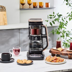 Karaca Çaysever Robotea Pro 4in1 2500 W Black Copper Konuşan Cam Çay Makinesi
