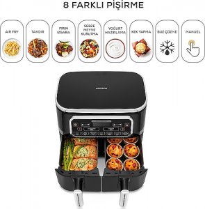 Karaca Air Pro Cook Duo Tandır XXXL 8 lt Black Silver Yağsız Fritöz
