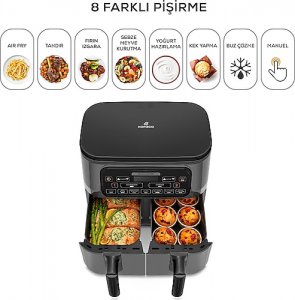Karaca Air Pro Cook Duo Tandır XXXL 8 lt Space Gray Black Yağsız Fritöz