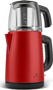 Karaca Tea Glass 2in1 1650 W Kırmızı Çelik Çay Makinesi