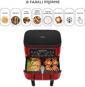 Karaca Air Pro Cook Duo Köz XXXL Ruby 8 lt Yağsız Fritöz
