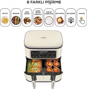 Karaca Air Pro Cook Duo Köz XXXL Iconic Beige 8 lt Yağsız Fritöz