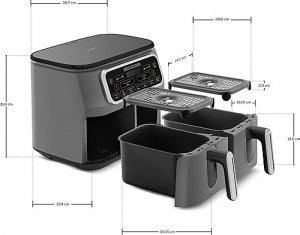 Karaca Air Pro Cook Duo Köz XXXL Space Gray 8 lt Yağsız Fritöz