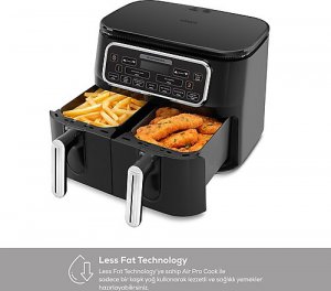 Karaca Air Pro Cook Duo Ev Yemeği XXXL 8 lt Black Chrome Yağsız Fritöz