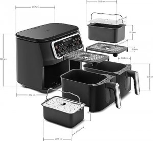 Karaca Air Pro Cook Duo Ev Yemeği XXXL 8 lt Black Chrome Yağsız Fritöz
