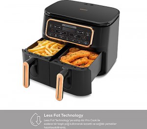 Karaca Air Pro Cook Duo Ev Yemeği XXXL 8 lt Black Copper Yağsız Fritöz
