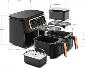 Karaca Air Pro Cook Duo Ev Yemeği XXXL 8 lt Black Copper Yağsız Fritöz