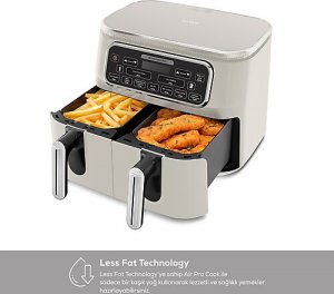 Karaca Air Pro Cook Duo Ev Yemeği XXXL 8 lt Starlight Yağsız Fritöz