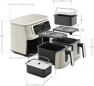 Karaca Air Pro Cook Duo Ev Yemeği XXXL 8 lt Starlight Yağsız Fritöz