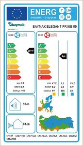 Baymak Elegant Prime 09 A++ 9000 BTU Inverter Duvar Tipi Klima