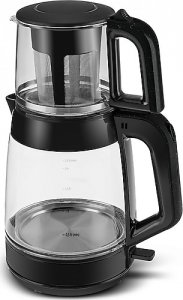 Karaca Glass Tea XL 2in1 Shiny Black Cam Çay Makinesi