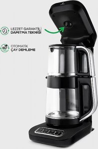 Karaca Çaysever Robotea Pro 4in1 2500 W Black Chrome Konuşan Cam Çay Makinesi