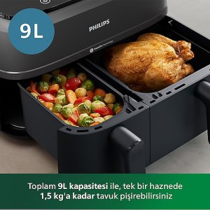 Philips Airfryer 3000 Serisi NA350/00 Çift Hazneli 9 lt Yağsız Fritöz