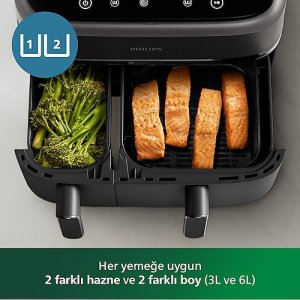 Philips Airfryer 3000 Serisi NA350/00 Çift Hazneli 9 lt Yağsız Fritöz