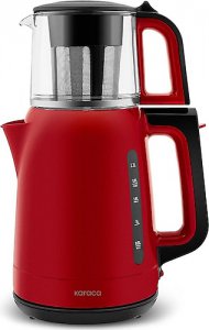 Karaca Mega Tea 1501 Cherry Red 1500 W Cam Demlikli Çay Makinesi
