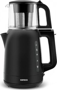 Karaca Mega Tea 1501 Black 1500 W Cam Demlikli Çay Makinesi