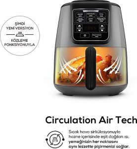Karaca Air Pro Cook Köz XL Airfryer 4 lt Yağsız Space Gray Black Fritöz